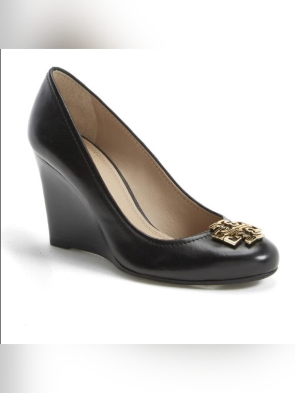 Tory Burch Melinda Wedge Pumps Heels Black Size 10